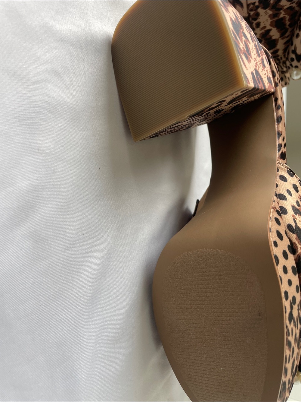 Betsey Johnson Leopard Print Pearl-Trim Mules in Brown and Black - Picture 3 of 10